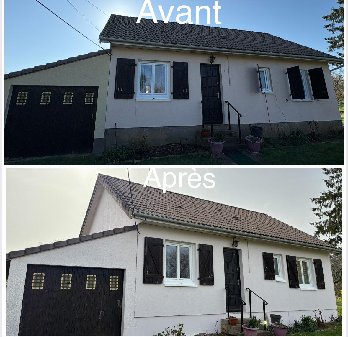 Nettoyage et remise en peinture des façades, pignons de la maison